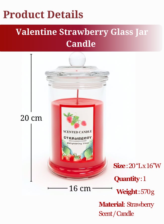 Feelings Strawberry Scented Glass Jar Candle - Long-Lasting Fragrance for Romantic Home & Kitchen Decor - Image 2